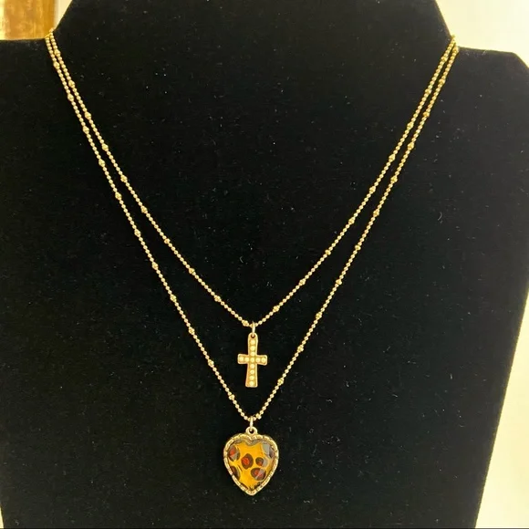 Betsey Johnson leopard heart and cross nec… - Picture 2 of 11